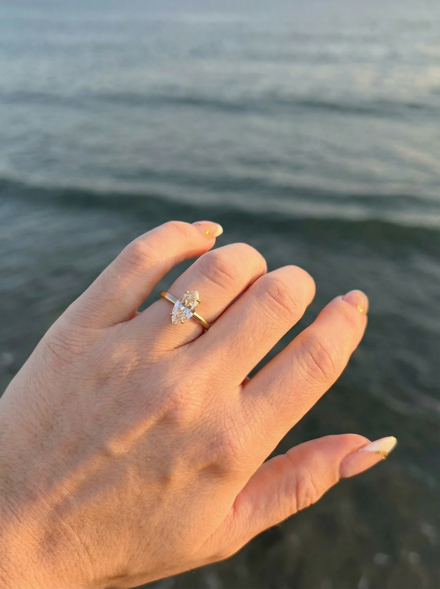 Marquise Solitaire Moissanite Engagement Ring