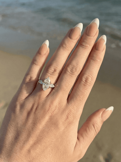 Marquise Trilogy Moissanite Engagement Ring - Moissanite Engagement Rings