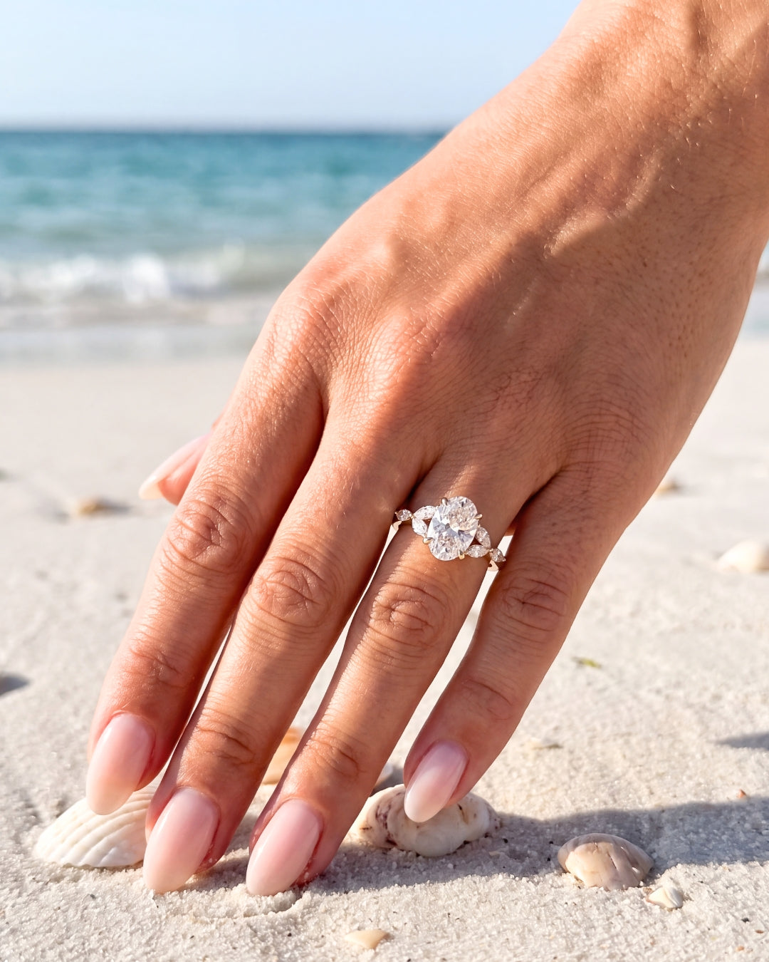 Mira: Oval Triple Marquise Accent Stones Diamond Engagement Ring