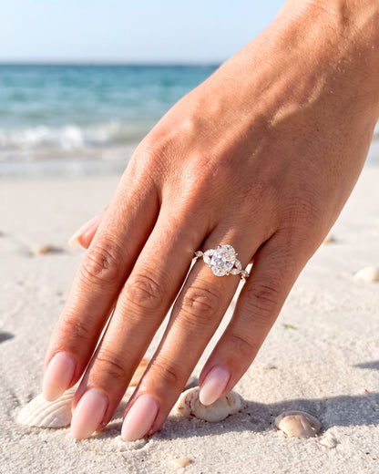 Mira: Oval Triple Marquise Accent Stones Diamond Engagement Ring