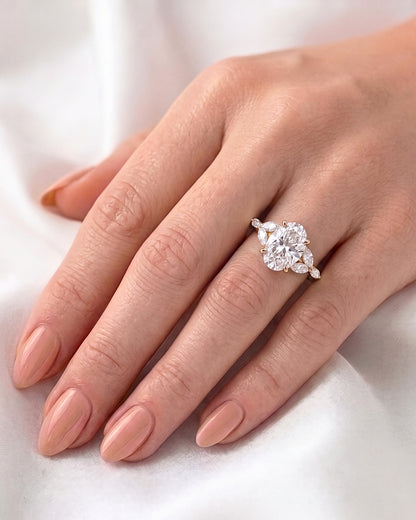 Mira: Oval Triple Marquise Accent Stones Diamond Engagement Ring