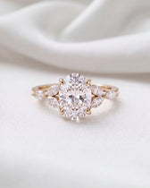 Mira: Oval Triple Marquise Accent Stones Moissanite Engagement Ring