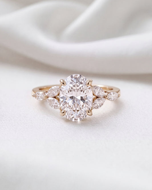 Mira: Oval Triple Marquise Accent Stones Diamond Engagement Ring