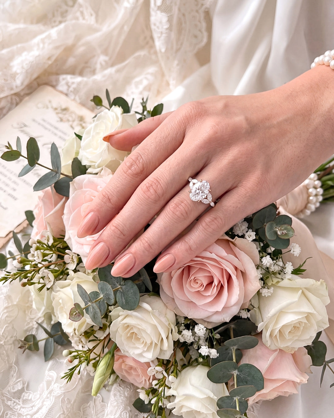 Mira: Oval Triple Marquise Accent Stones Diamond Engagement Ring