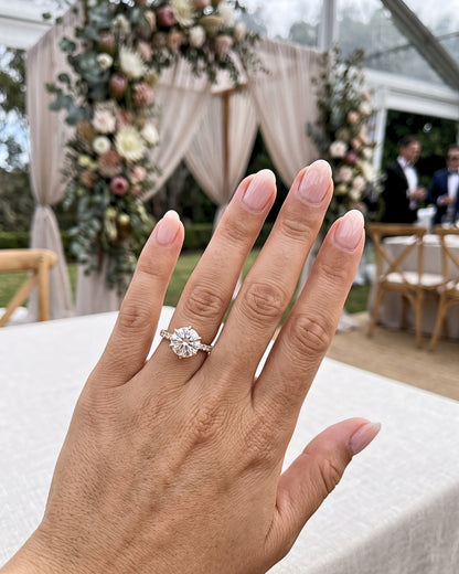 Naomi: Round Solitaire 6 Claw Half Pavé Diamond Ring