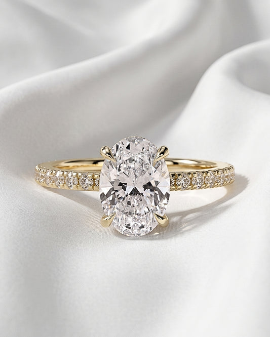 Nora: Oval Half Pavé Moissanite Engagement Ring
