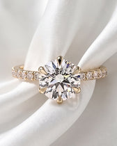 Olivia: Round Half Pavé Moissanite Engagement Ring