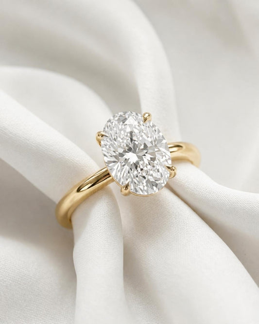 Odette - Oval Cathedral Moissanite Engagement Ring