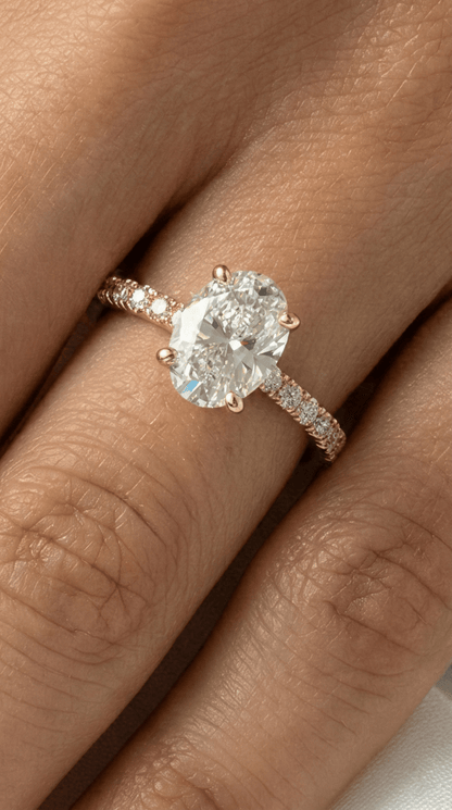 Oval Full Pavé Moissanite Engagement Ring - Moissanite Engagement Rings