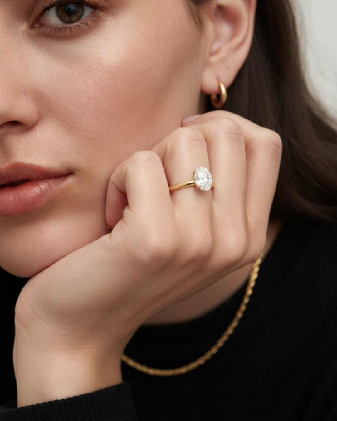 Oval Solitaire Moissanite Engagement Ring