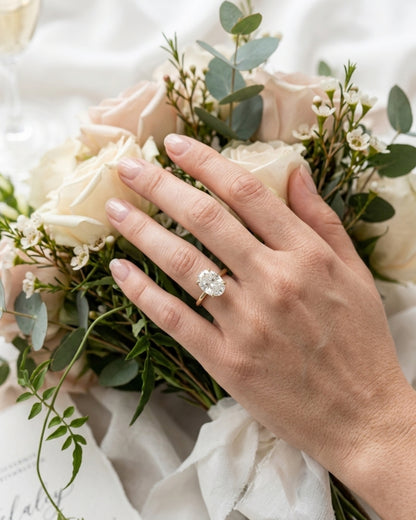 Odette - Oval Cathedral Moissanite Engagement Ring