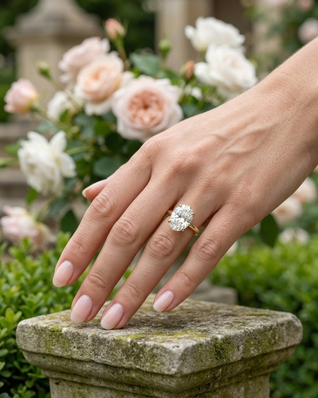 Odette - Oval Cathedral Moissanite Engagement Ring