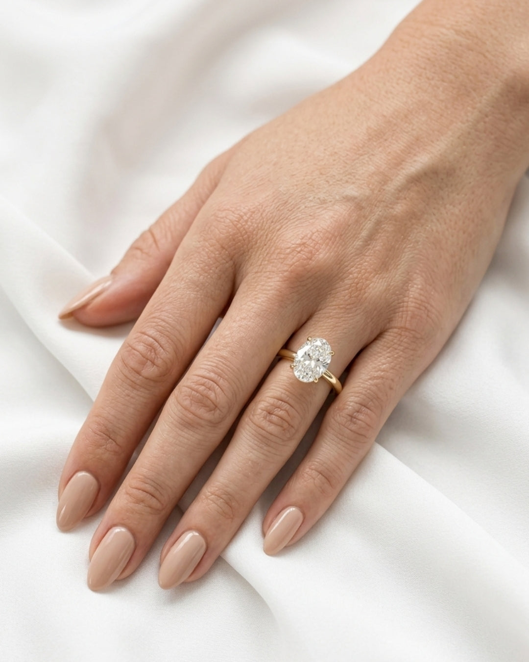 Odette - Oval Cathedral Moissanite Engagement Ring