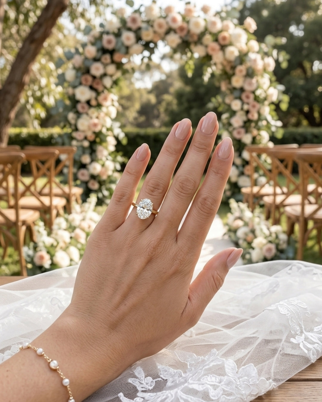 Odette - Oval Cathedral Moissanite Engagement Ring