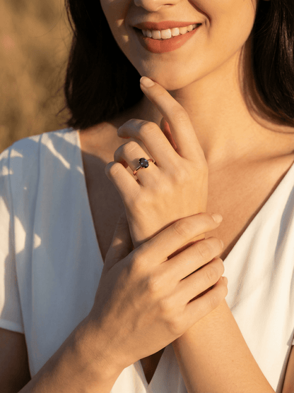 Oval Blue Solitaire Moissanite Engagement Ring - Moissanite Engagement Rings