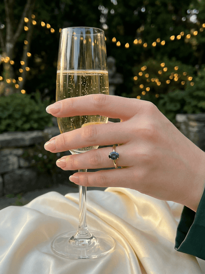 Oval Blue Solitaire Moissanite Engagement Ring - Moissanite Engagement Rings
