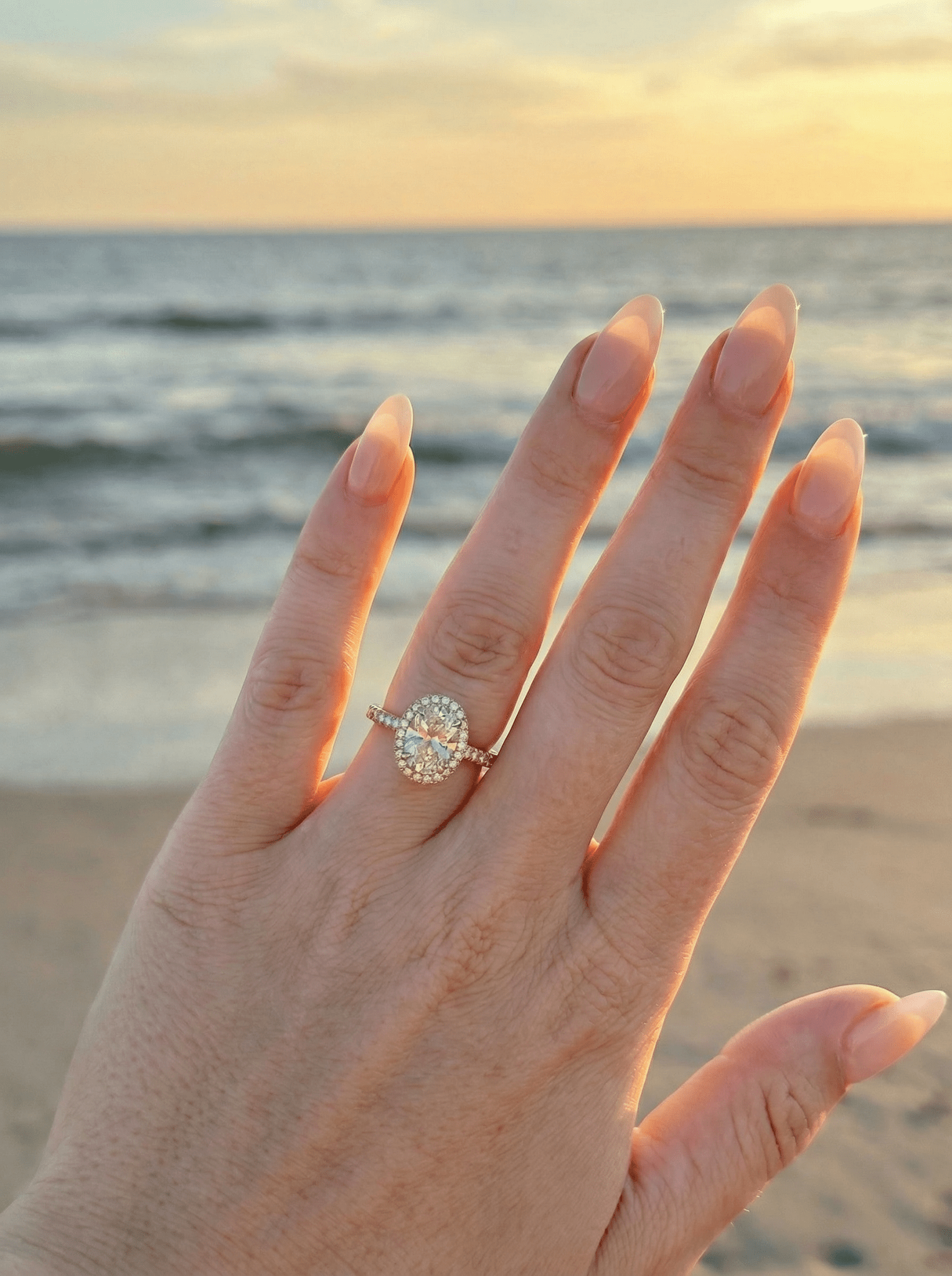 Oval Halo Full Pavé Moissanite Engagement Ring - Moissanite Engagement Rings