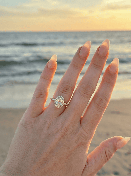 Oval Halo Full Pavé Moissanite Engagement Ring - Moissanite Engagement Rings