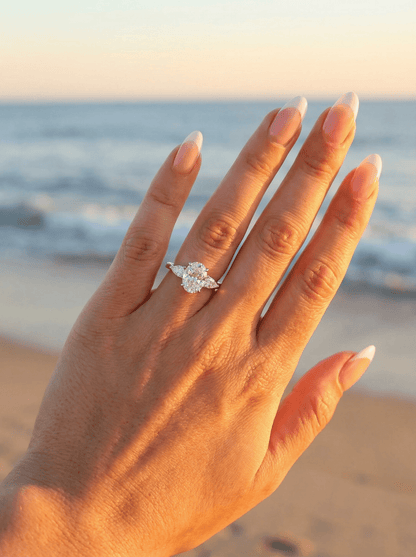 Oval Leaf Setting Moissanite Engagement Ring - Moissanite Engagement Rings