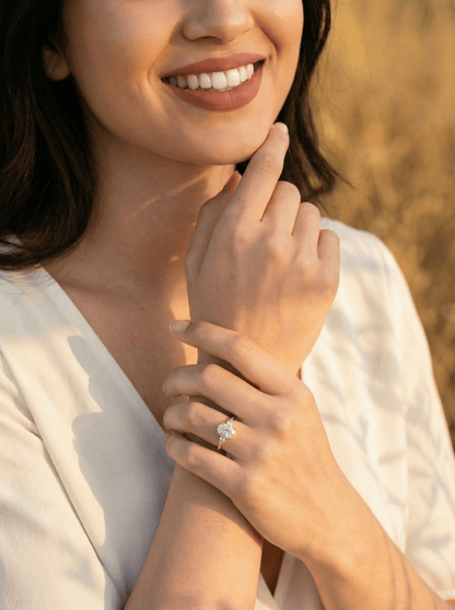 Oval Pear Accent Stones Moissanite Engagement Ring - Moissanite Engagement Rings
