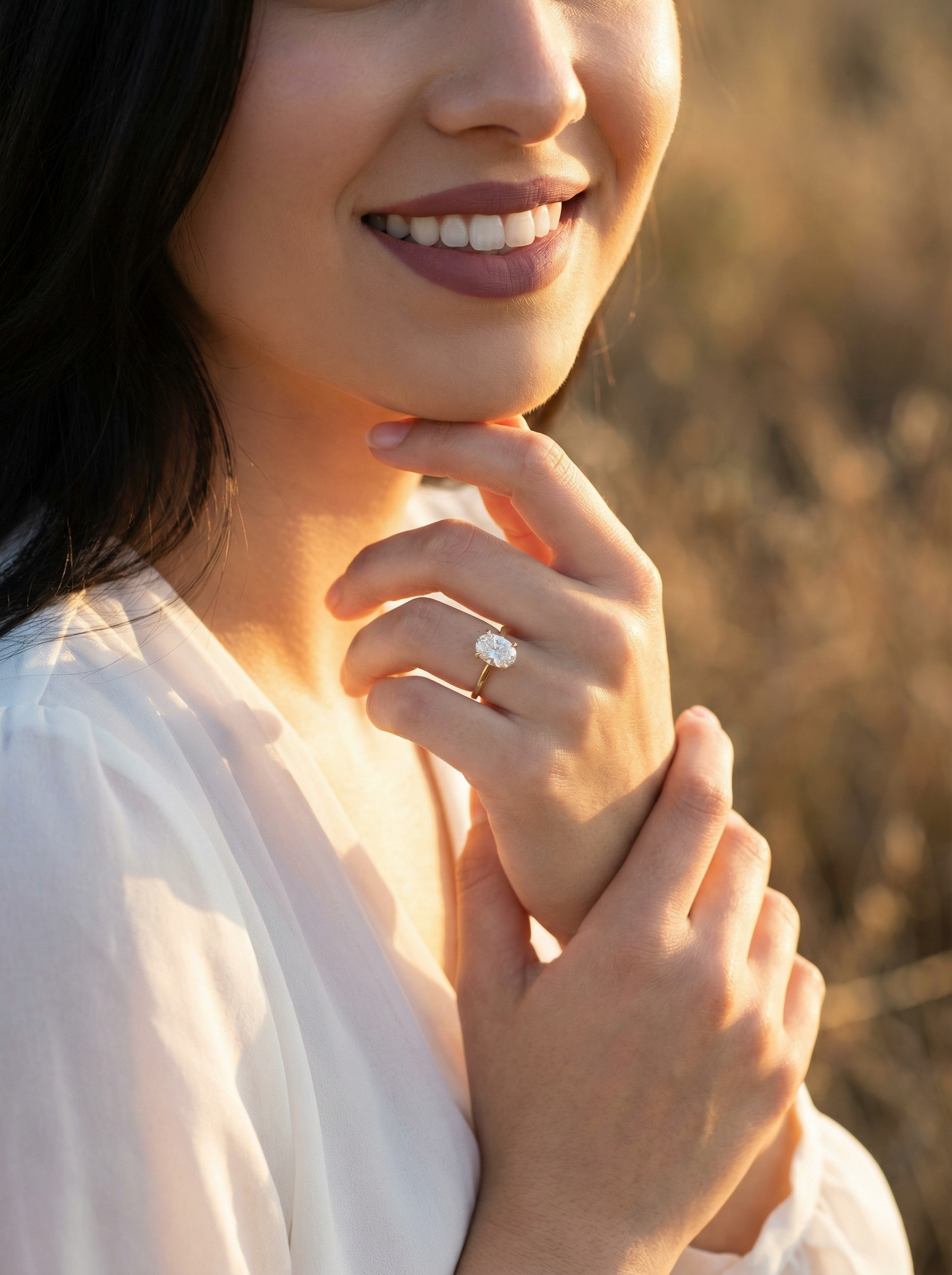 Oval Solitaire Moissanite Engagement Ring