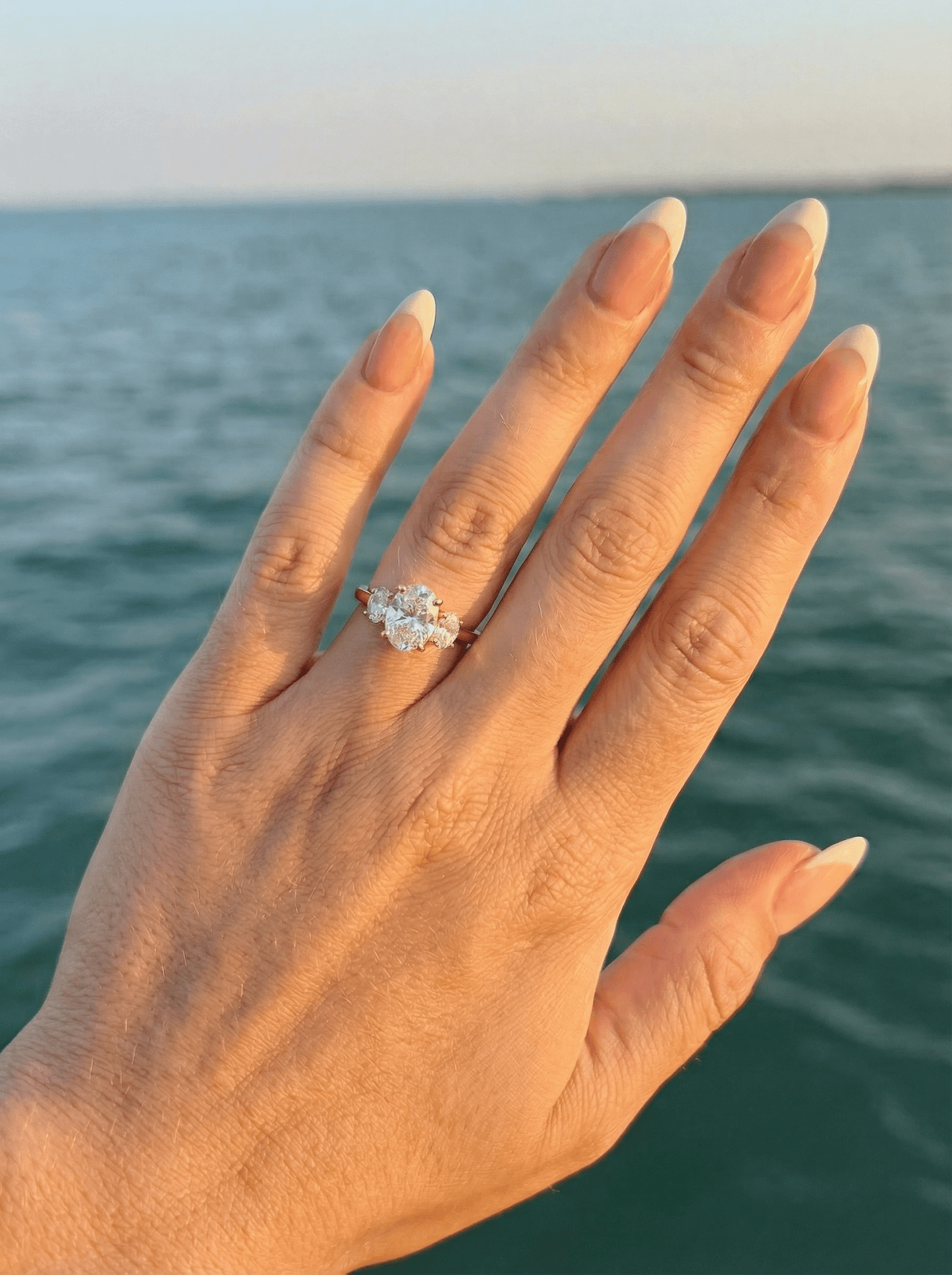Oval Trilogy Oval Setting Moissanite Engagement Ring - Ready To Ship - Moissanite Engagement Rings