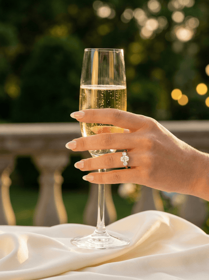 Oval Trilogy Round Setting Moissanite Engagement Ring - Ready To Ship - Moissanite Engagement Rings