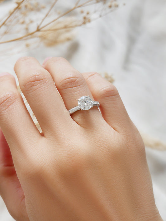 Round Half Pavè & Hidden Halo Moissanite Engagement Ring