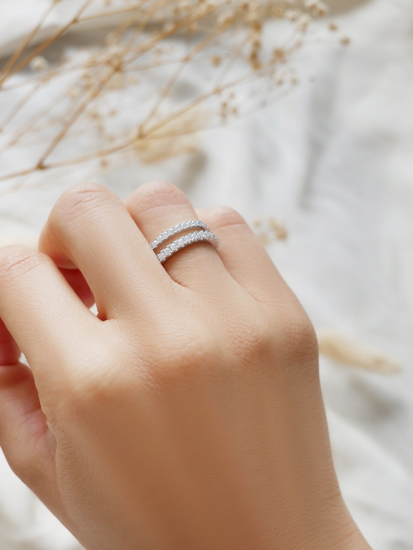 Full Pavè Moissanite Wedding Band