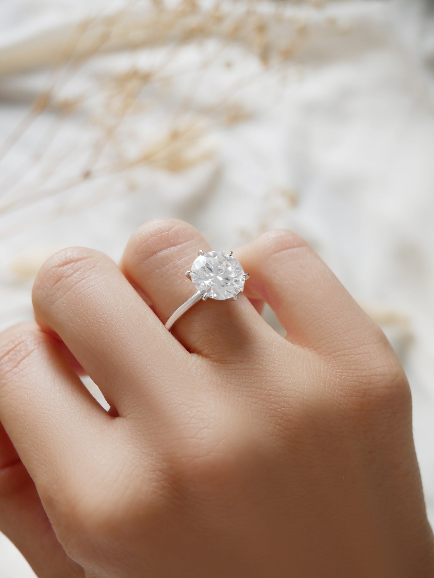 Round Solitaire Moissanite Engagement Ring