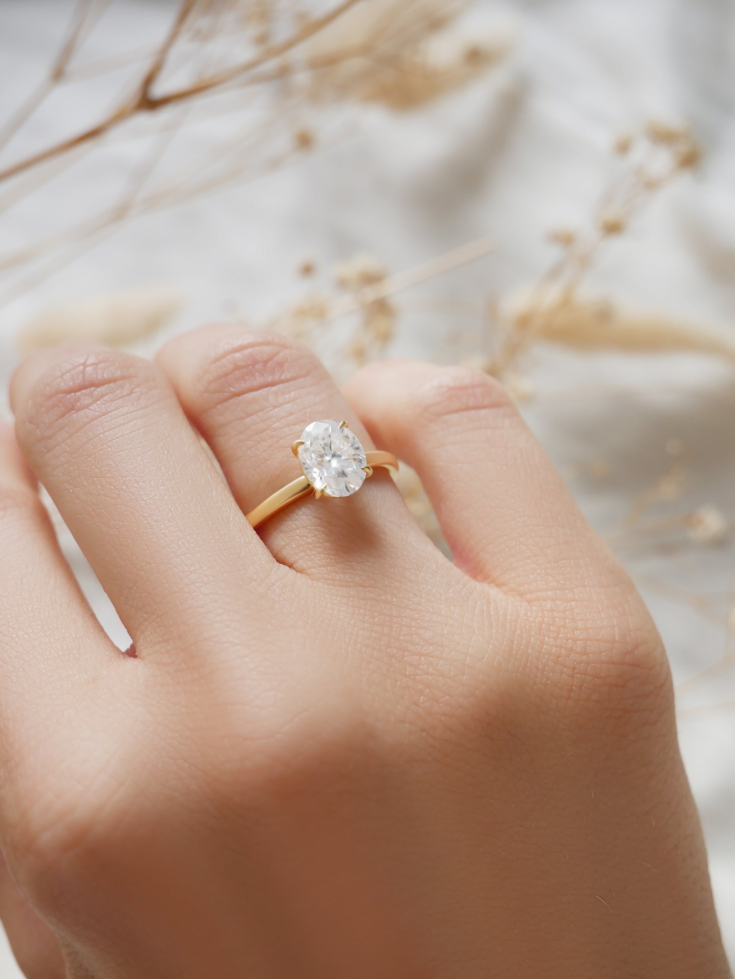 Oval Solitaire Moissanite Engagement Ring