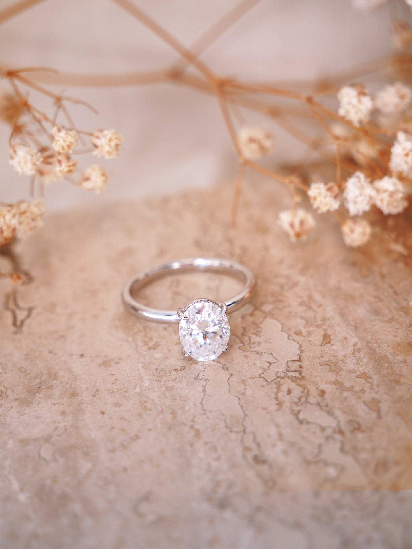 Oval Solitaire Moissanite Engagement Ring