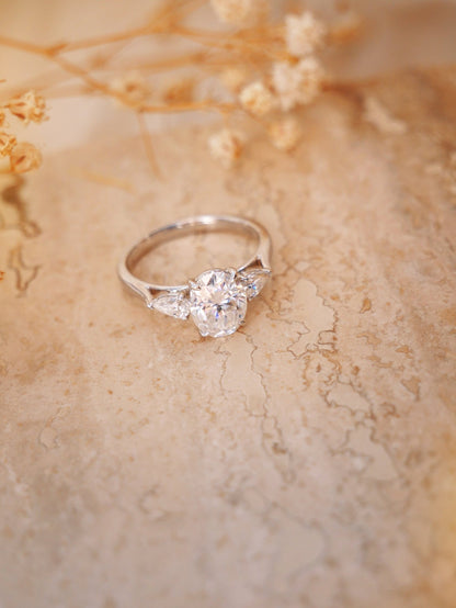 Oval Leaf Setting Moissanite Engagement Ring - Moissanite Engagement Rings