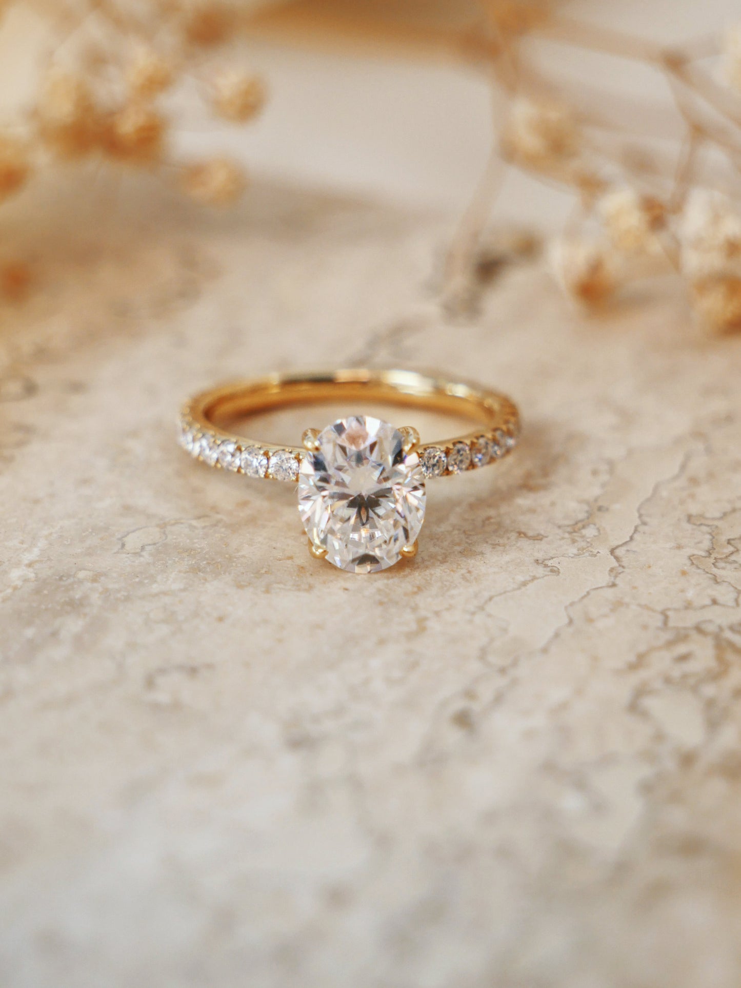 Oval Full Pavé Moissanite Engagement Ring