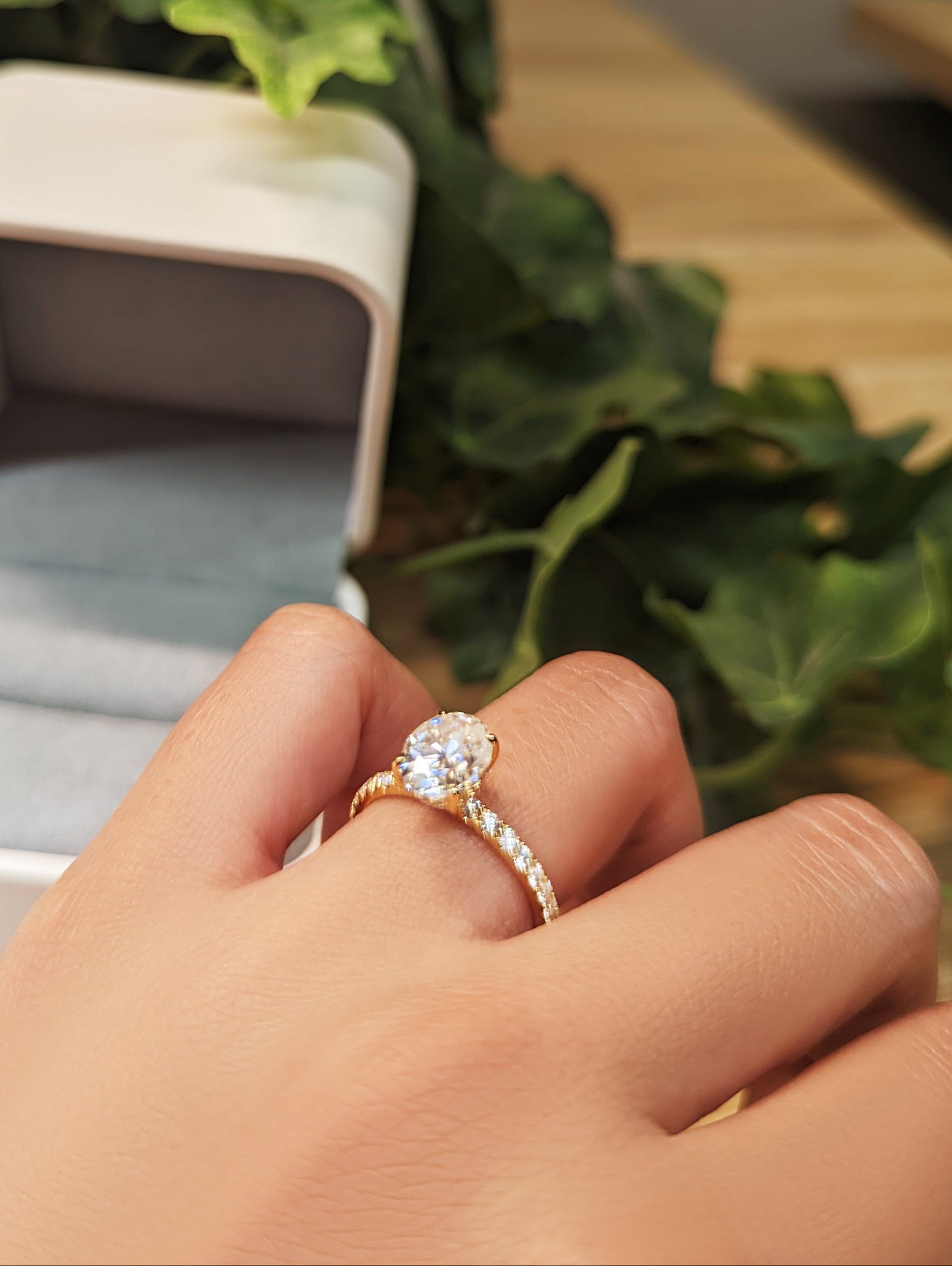 Oval Full Pavé Moissanite Engagement Ring