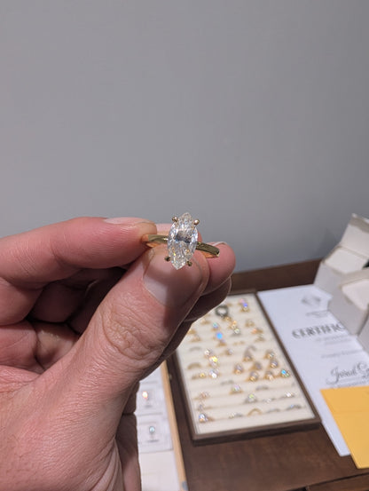 2 Carat Marquis 18k Yellow Gold Size K Moissanite