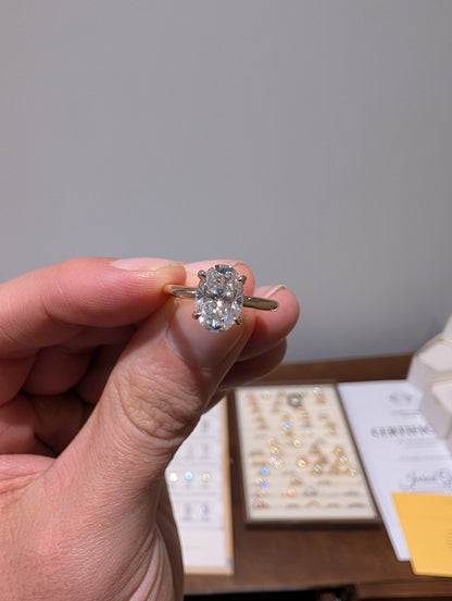 2ct Radiant Solitaire Moissanite 14k White Gold | Size i 1/2