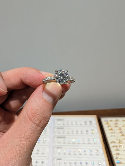 2ct Round Moissanite Triple Pave Platinum