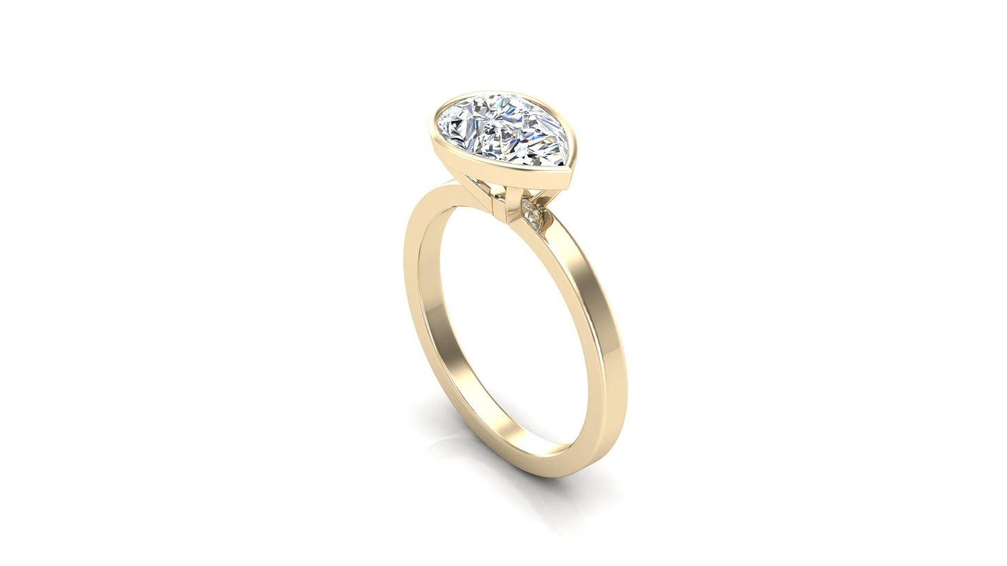 East West Bezel Pear Solitaire Diamond Engagement Ring