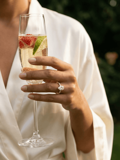 Pear Half Pavé Hidden Halo Moissanite Engagement Ring - Moissanite Engagement Rings