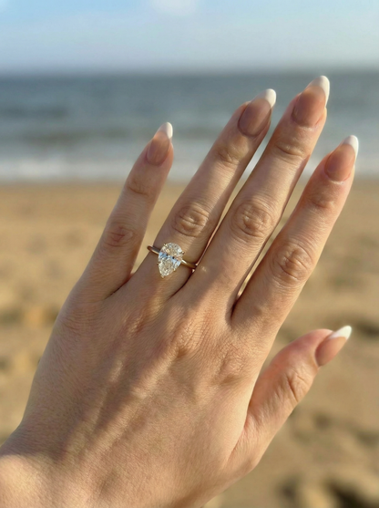 Pear Hidden Halo Moissanite Engagement Ring
