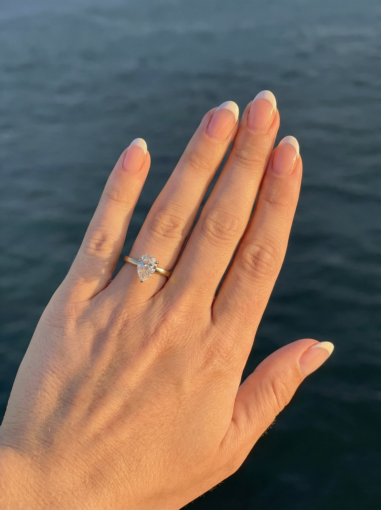 Pear Solitaire Moissanite Engagement Ring