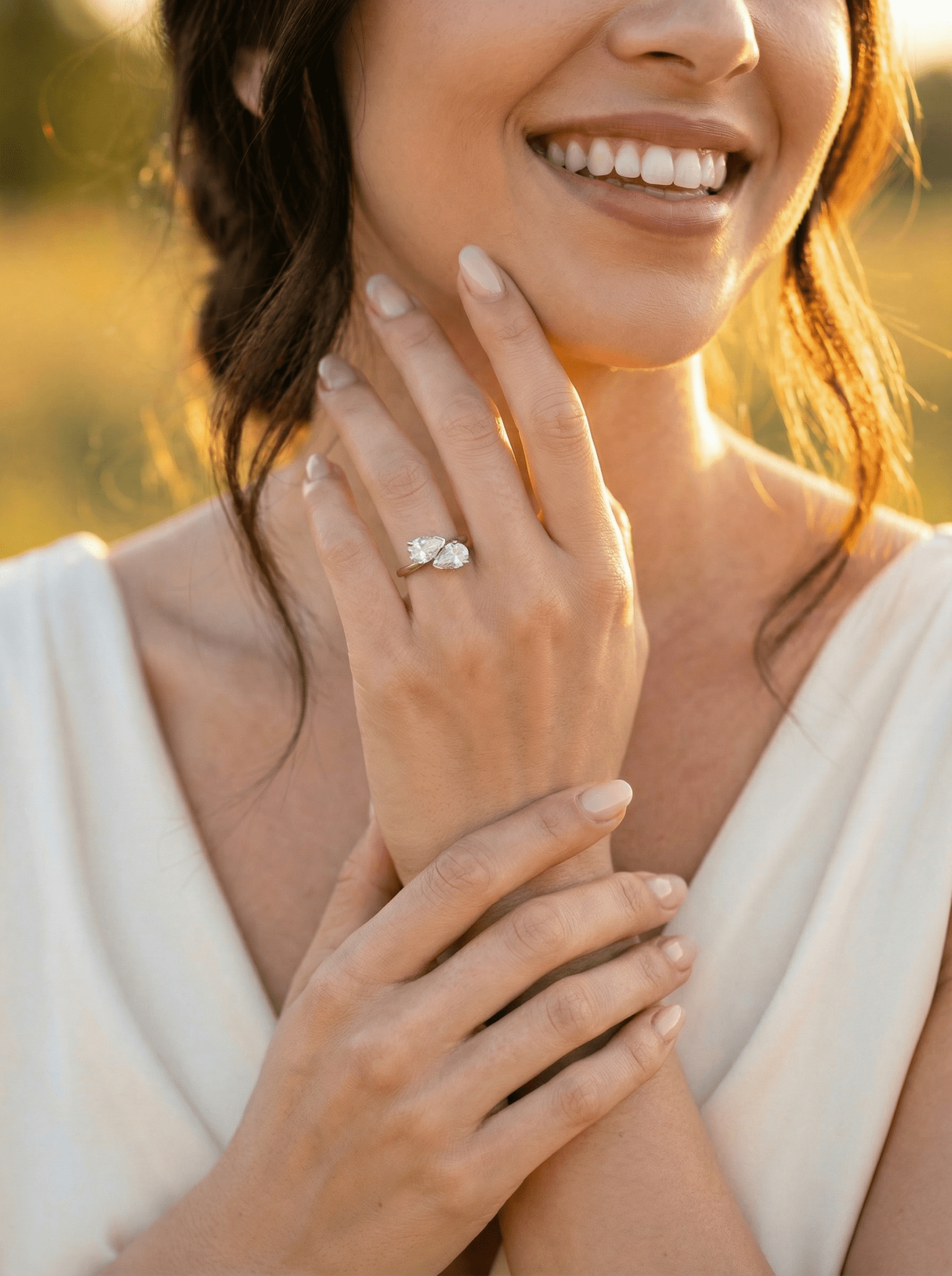 Pear Two - Stone Moissanite Engagement Ring - Moissanite Engagement Rings