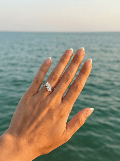 Pear Two - Stone Moissanite Engagement Ring - Ready To Ship - Moissanite Engagement Rings