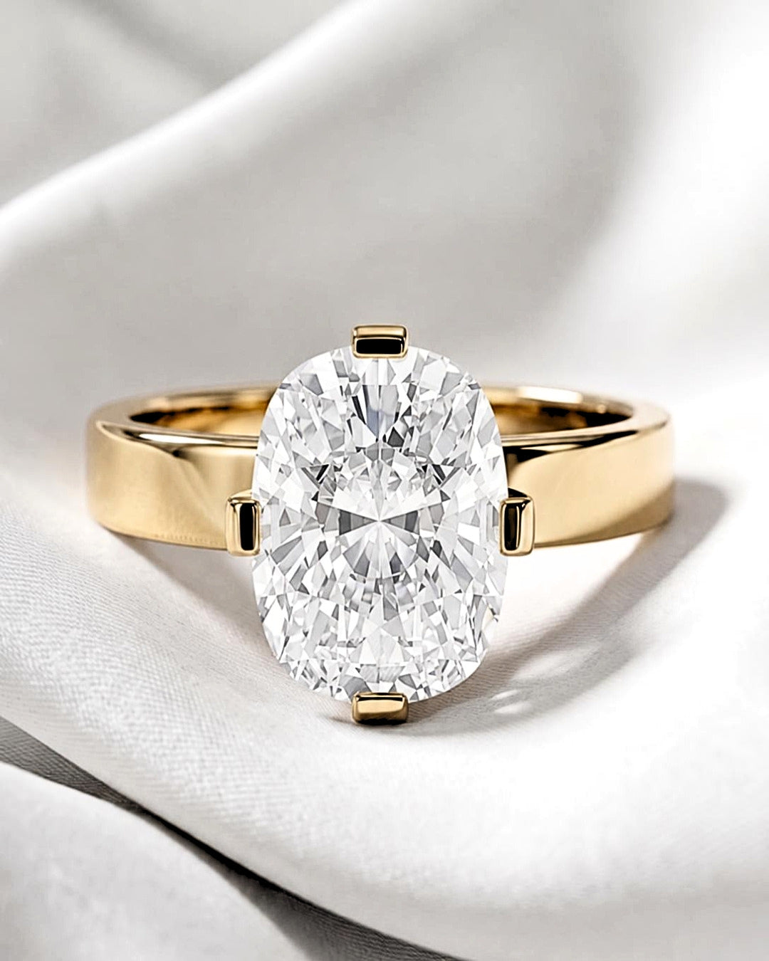 Pippa: Oval Solitaire Compass Prong Moissanite Engagement Ring