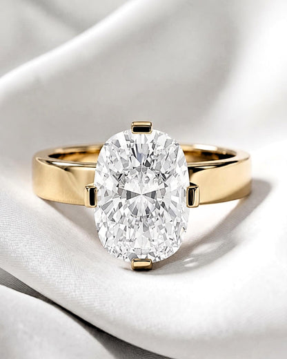Pippa: Oval Solitaire Compass Prong Moissanite Engagement Ring