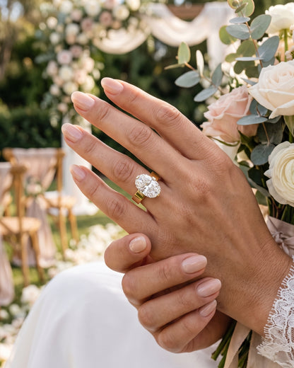 Pippa: Oval Solitaire Compass Prong Moissanite Engagement Ring