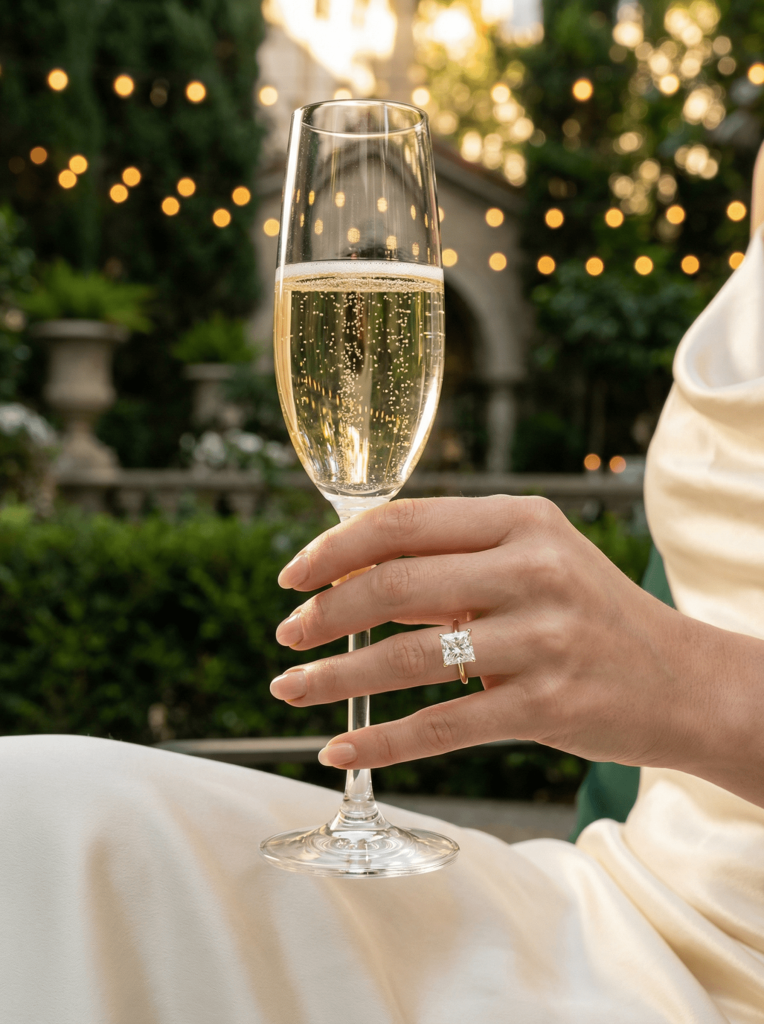Princess Hidden Halo Moissanite Engagement Ring - Moissanite Engagement Rings