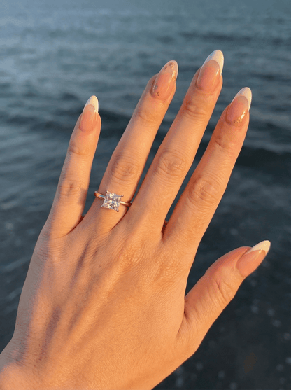 Princess Solitaire Moissanite Engagement Ring - Ready To Ship - Moissanite Engagement Rings
