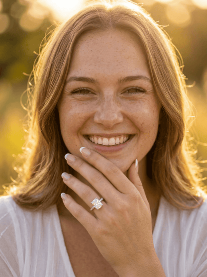 Radiant Half Pavé Moissanite Engagement Ring - Moissanite Engagement Rings